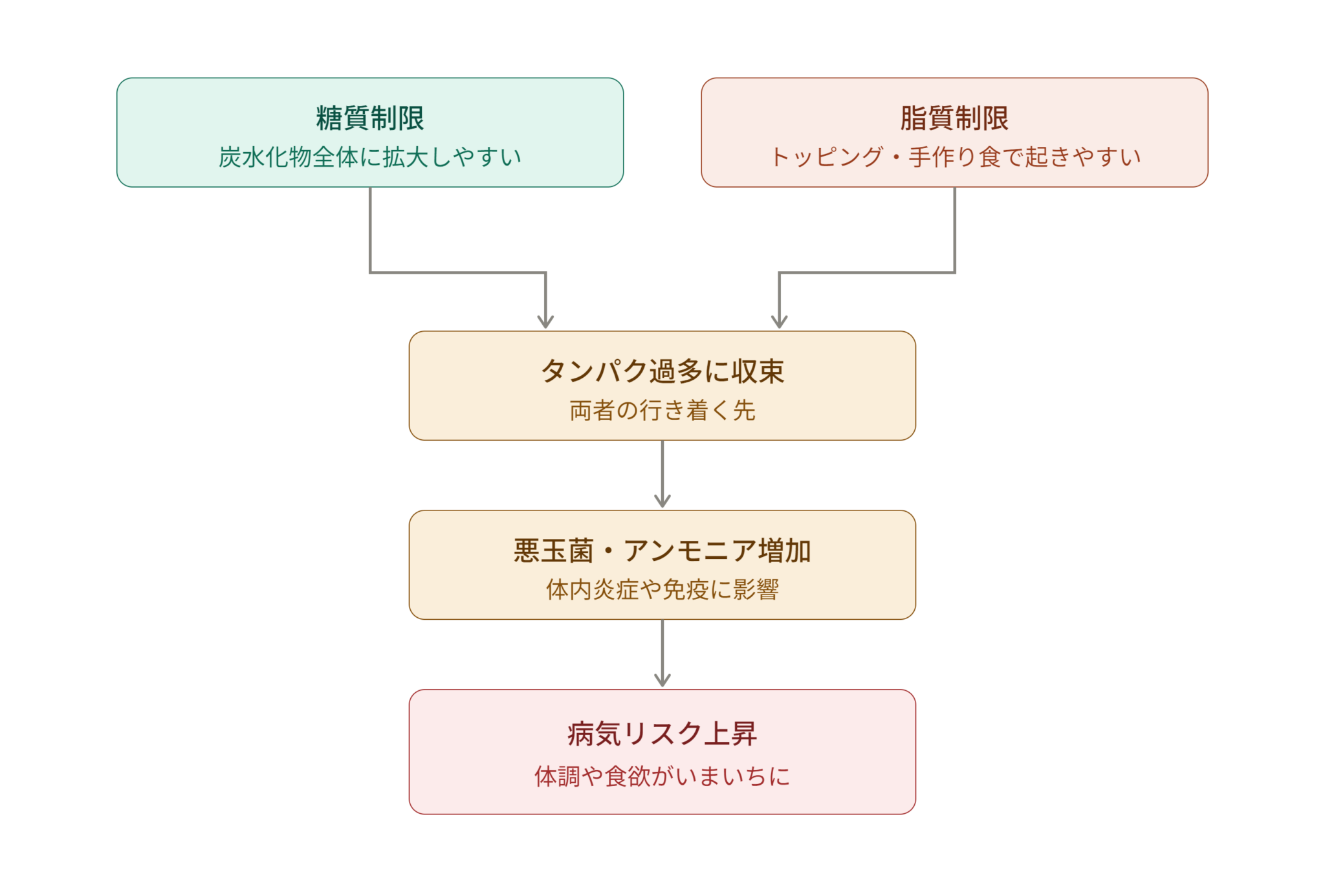 糖質制限と脂質制限のリスク図解